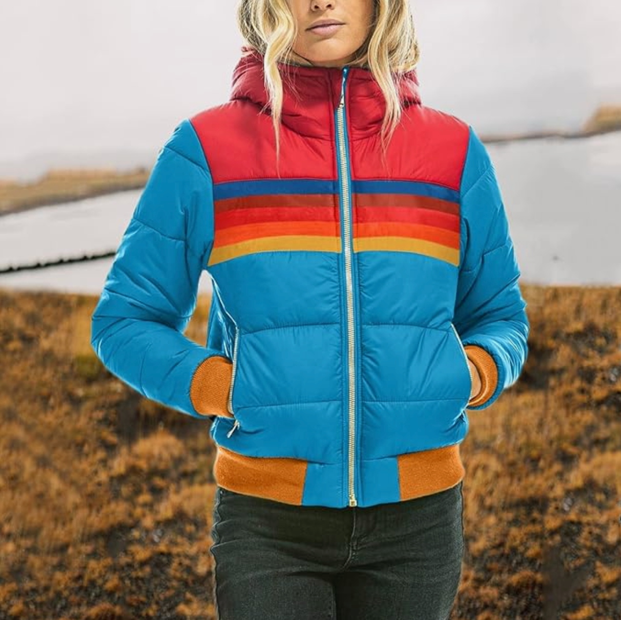 Roswitha - Retro Parka med fuskpälsluva för damer